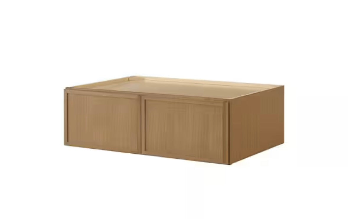 Leyton 36 in. W x 24 in. D x 12 in. H Ready to Assemble Plywood Slim Shaker Wall Bridge Kitchen Cabinet in White Oak