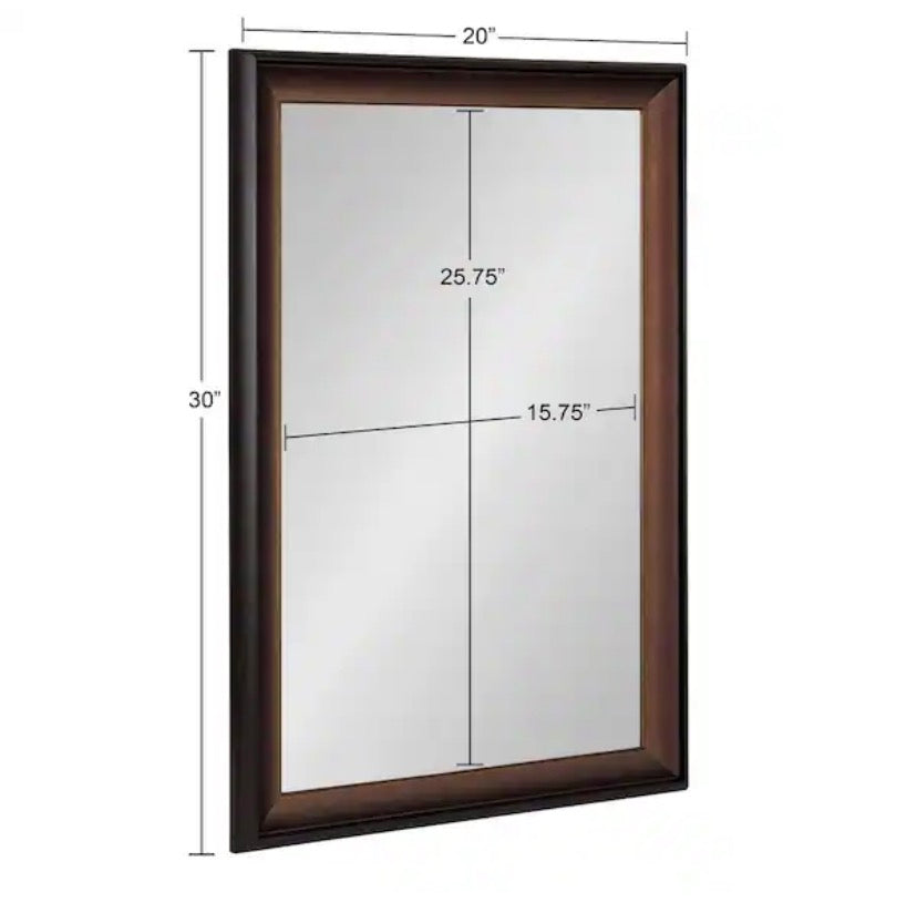 Gotley 20.00 in. W x 30.00 in. H Bronze Rectangle Transitional Framed Decorative Wall Mirror
