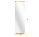 Gold 14 in. W x 47 in. H Rectangular Metal Framed Modern Door mirror