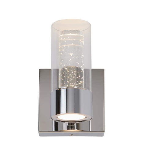 Essence 4.3 in. 1-Light Chrome Modern Dimmable Integrated LED Wall Sconce for Bathroom with Bubble Glass