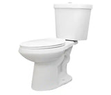 2 piece, 1.1GPT/ 1.6 GPF High efficiency dual flush complete elongated toilet in white.