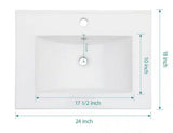 24 in. W x 18.1 in. D Single Sink White Ceramic Top and Drain