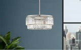 Winthrop 3-Light Modern Brushed Nickel Chandelier Light Fixture with Hanging Crystal Shade