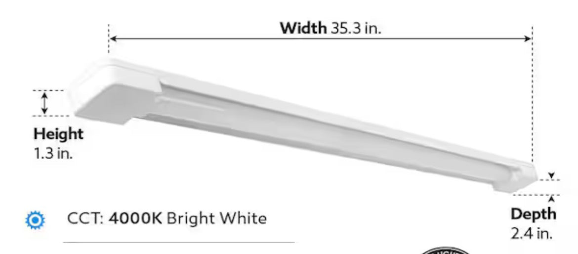 3 ft. 30-Watt 4000K Bright White 1-Light 3000 Lumens White Integrated LED Hanging Shop Light Fixture with Power Cord