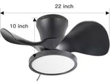 22 in. LED Indoor Black Small Ceiling Fan with Light and Remote and Reversible DC Motor 3 Blades