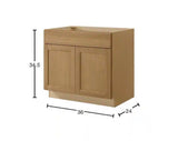 Avondale 36 in. W x 24 in. D x 34.5 in. H Ready to Assemble Plywood Shaker Sink Base Kitchen Cabinet in White Oak
