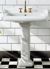 23 in. White Vitreous China Rectangular Pedestal Bathroom Sink With Overflow