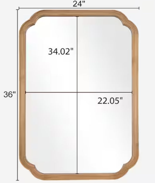 24 in. W x 36 in. H Medium Natural Pine Wood Wall Mirror - French Country