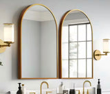 24 in. W x 36 in. H Arched Wall Mirror Gold Metal Framed Bathroom Vanity Mirror (Set of 2)