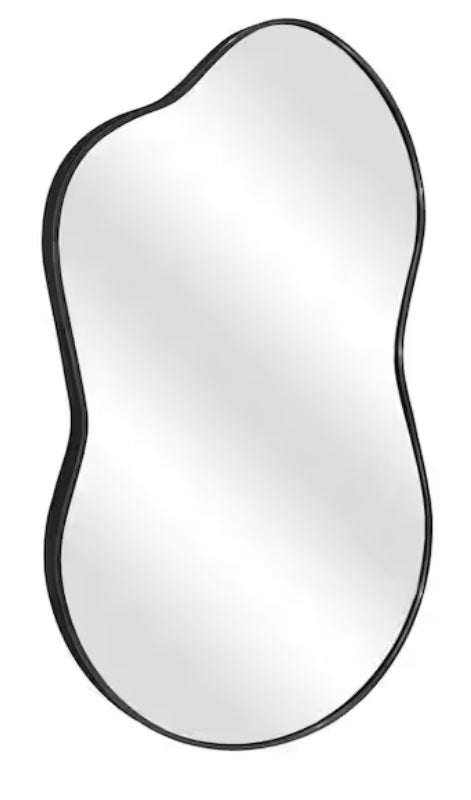 36 in. W. x 24 in. H Irregular Black Aluminum Alloy Framed Wall Mirror Asymmetrical Wall Mirror