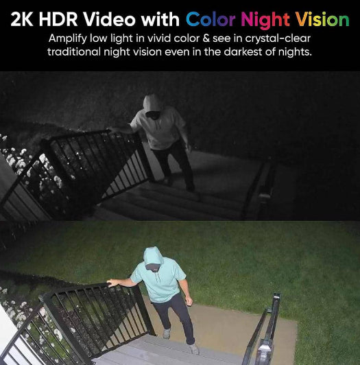 Battery Cam Pro, Wireless Indoor/Outdoor Home Security Camera, with 2k HD Color Night Vision and Built-In Spotlight