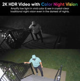 Battery Cam Pro, Wireless Indoor/Outdoor Home Security Camera, with 2k HD Color Night Vision and Built-In Spotlight