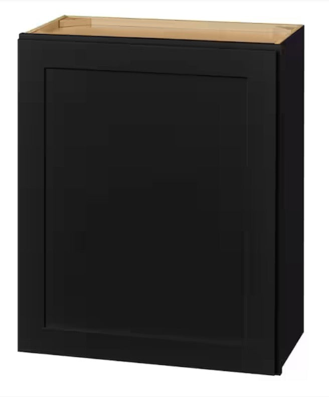 Avondale 24 in. W x 12 in. D x 30 in. H Plywood Shaker Wall Kitchen Cabinet in Raven Black