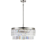 Winthrop 3-Light Modern Brushed Nickel Chandelier Light Fixture with Hanging Crystal Shade