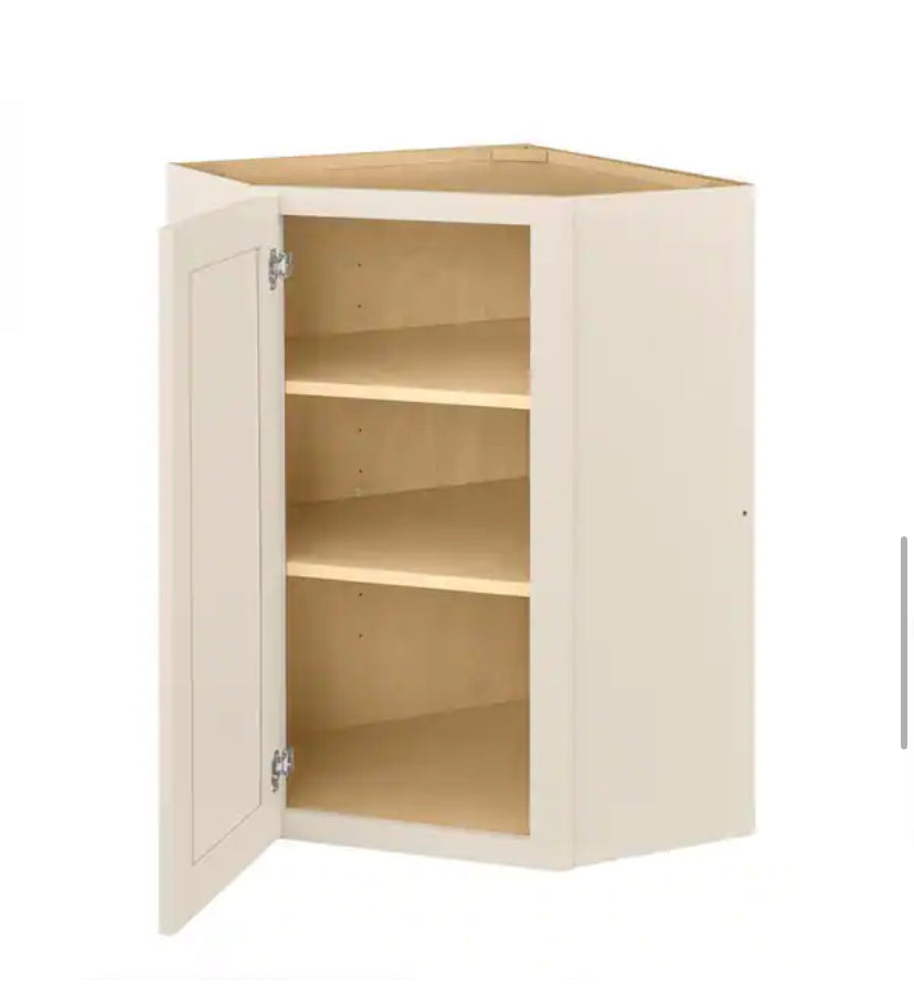 Avondale 24 in. W x 24 in. D x 36 in H Ready to Assemble Plywood Shaker Diagonal Corner Kitchen Cabinet in Antique White