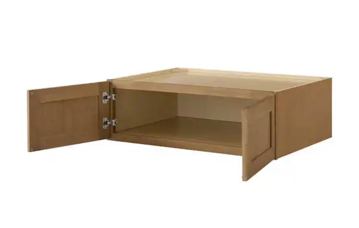 Avondale 36 in. W x 24 in. D x 12 in. H Ready to Assemble Plywood Shaker Wall Bridge Kitchen Cabinet in White Oak