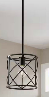 Hastings 60-Watt 1-Light Oil Rubbed Bronze Contemporary Pendant Light with Open Cage Design and No Bulbs Included