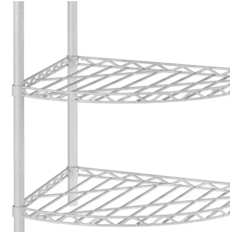 6-Tier Corner White Kitchen Shelf Metal Storage Shelf Height Adjustable