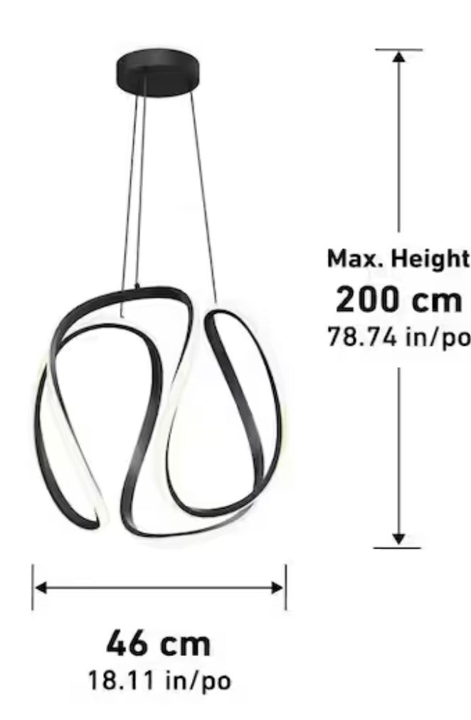 Vivaldi Big 25-Watt 1 Light Black Modern 5 CCT Integrated LED Pendant Light Fixture for Dining Room or Kitchen