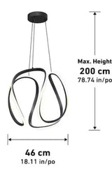 Vivaldi Big 25-Watt 1 Light Black Modern 5 CCT Integrated LED Pendant Light Fixture for Dining Room or Kitchen