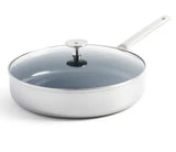 Tri-Ply 3.75 qt. Stainless Steel Ceramic Nonstick Saute Pan Jumbo Cooker with Lid