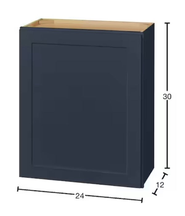 Avondale 24 in. W x 12 in. D x 30 in. H Ready to Assemble Plywood Shaker Wall Kitchen Cabinet in Ink Blue