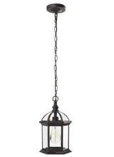 Wickford 1-Light Weathered Bronze Outdoor Pendant Light Fixture with Clear Beveled Glass