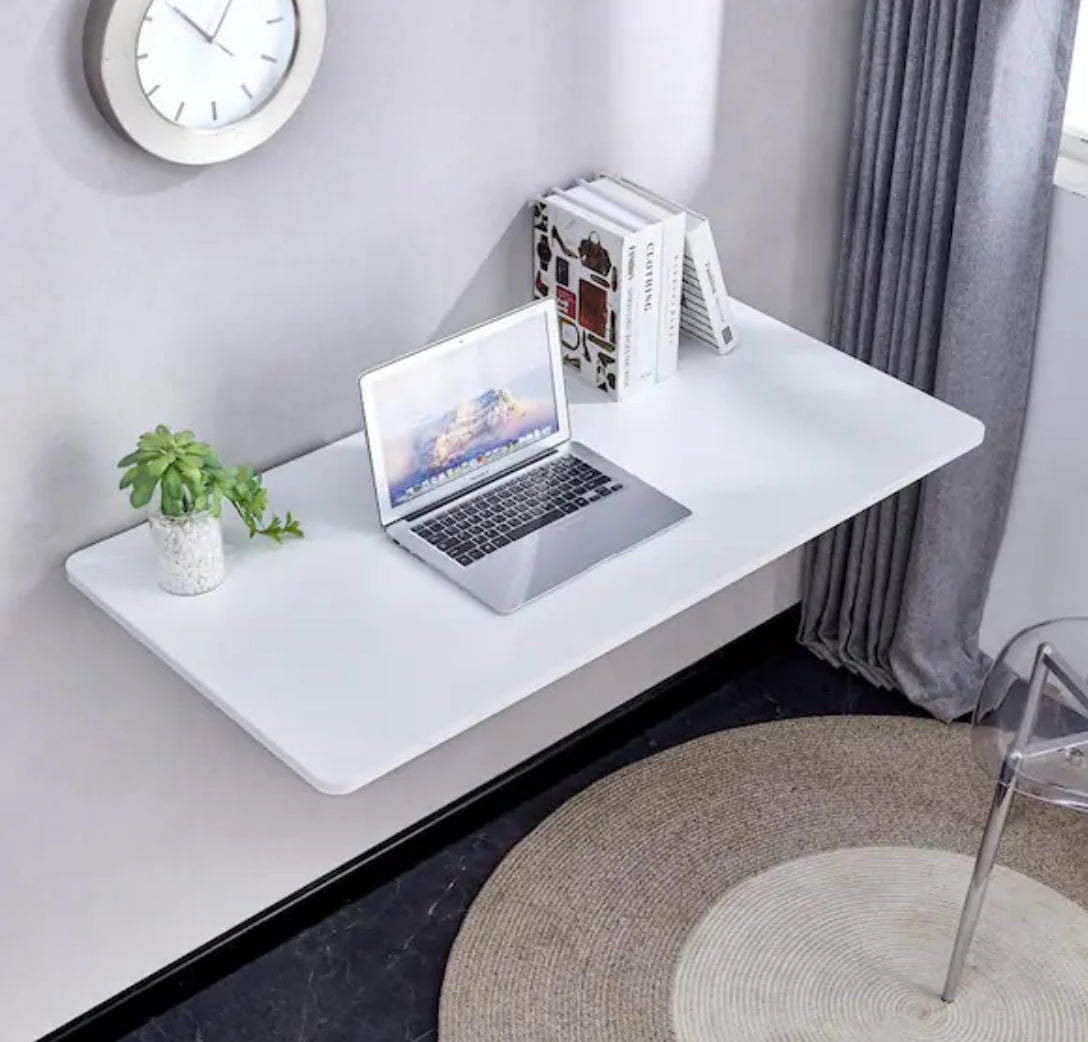 Laundry Room Folding Table, Wall Mounted Folding Table for Kitchen in White
