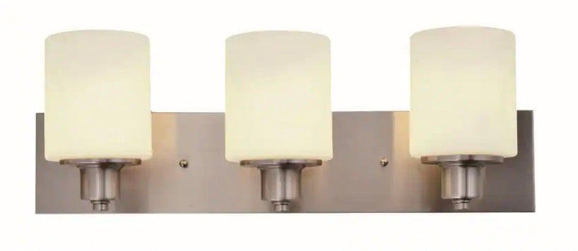 Dane 24 in. 3-Light Satin Nickel Vanity Light with Frosted Glass Shade
