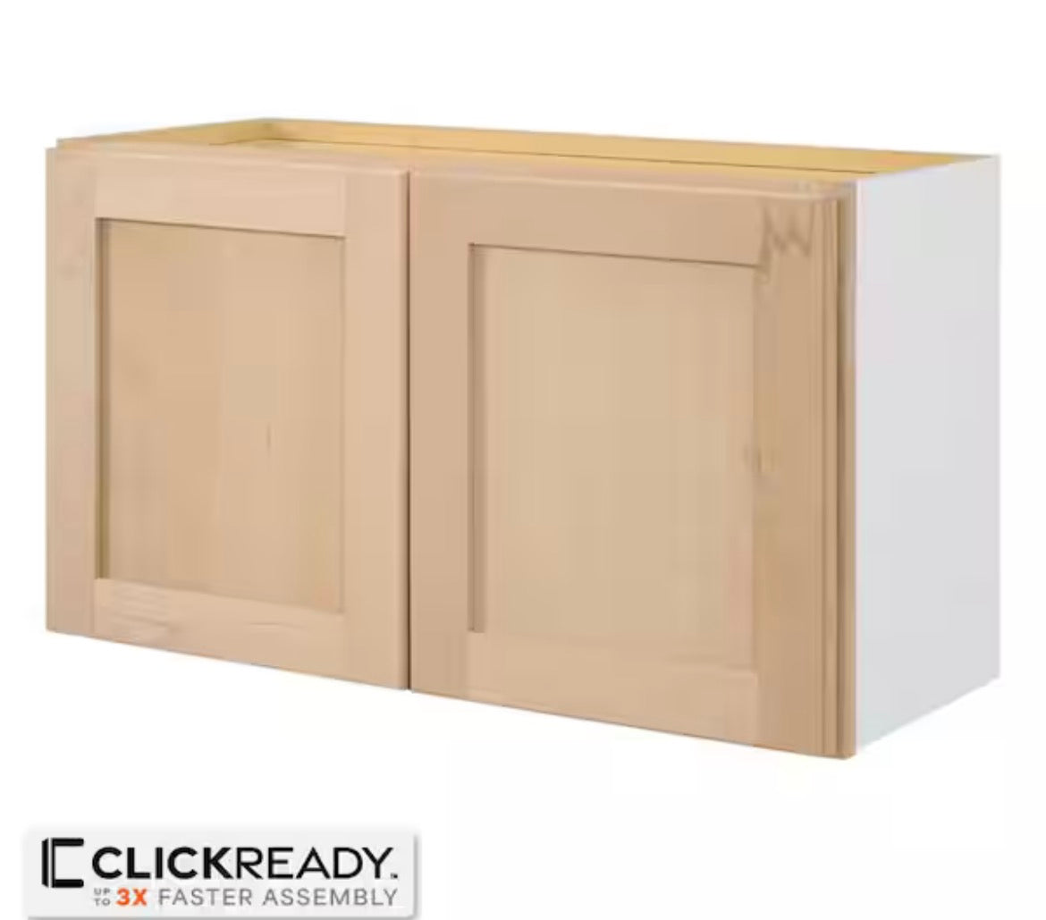 30 in. W x 12 in. D x 18 in. H Ready to Assemble Wall Bridge Kitchen Cabinet in Unfinished with CLICKREADY Technology