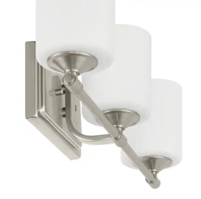 Darlington 20.88 in. 3-Light Brushed Nickel Vanity Light with Frosted Opal Glass Shades