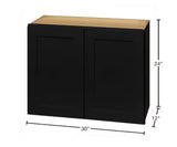 Avondale 30 in. W x 12 in. D x 24 in. H Ready to Assemble Plywood Shaker Wall Bridge Kitchen Cabinet in Raven Black