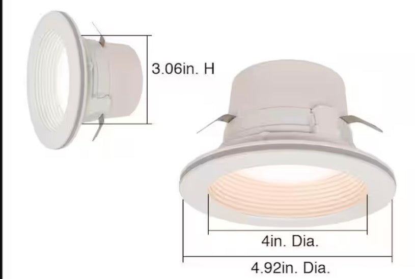 4 in. White Flush Round Wet Rated LED Integrated Recessed Lighting Kit