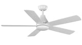 Nevali 52 in. White Color Changing LED Indoor Matte White Ceiling Fan with Light and Remote Included Powered by Hubspace
