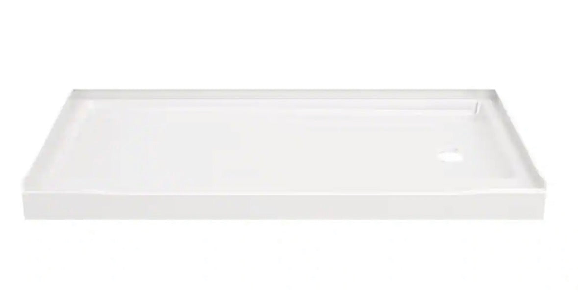 Classic 500 60 in. L x 32 in. W Alcove Shower Pan Base with Right Drain in High Gloss White