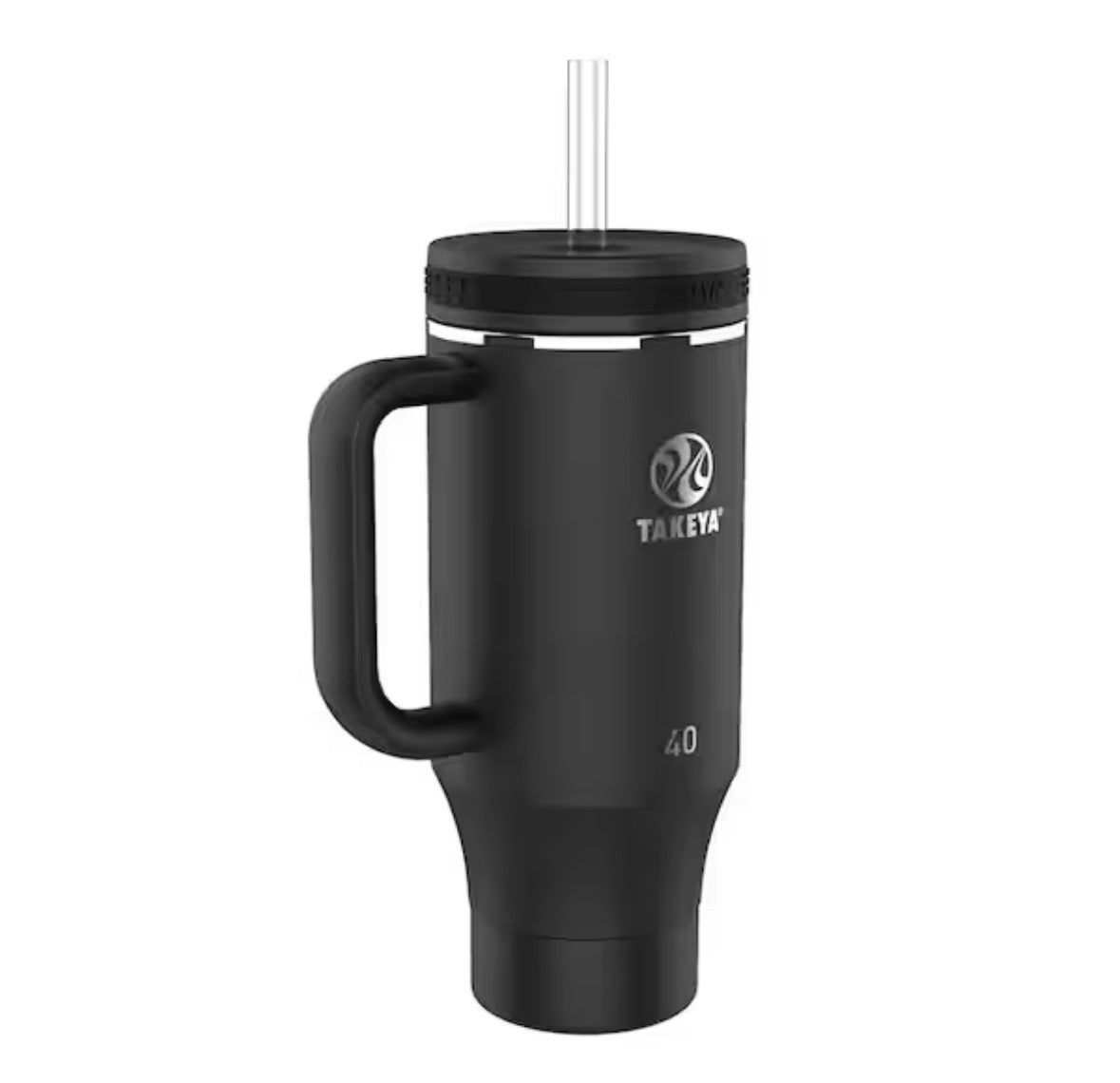 40 oz. Stainless Steel Standard Tumbler with Straw in Black