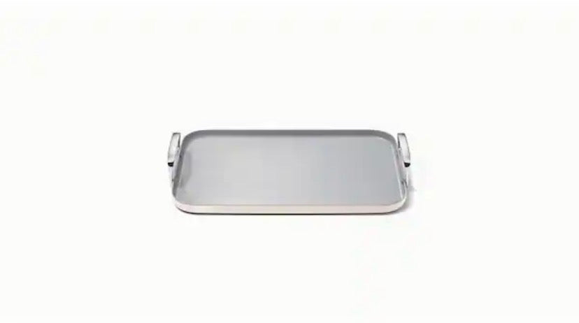 Square 11 .5 in. Ceramic Nonstick Double Burner Skillet in Cream