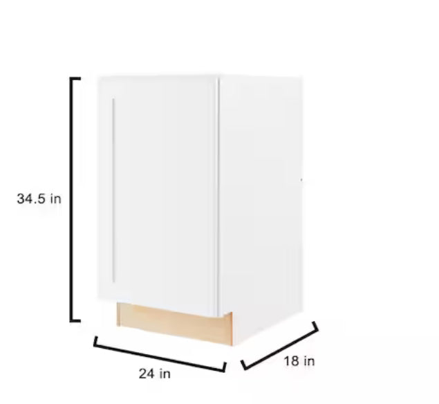 Avondale 18 in. W x 24 in. D x 34.5 in. H Ready to Assemble Plywood Shaker Trash Can Kitchen Cabinet in Alpine White