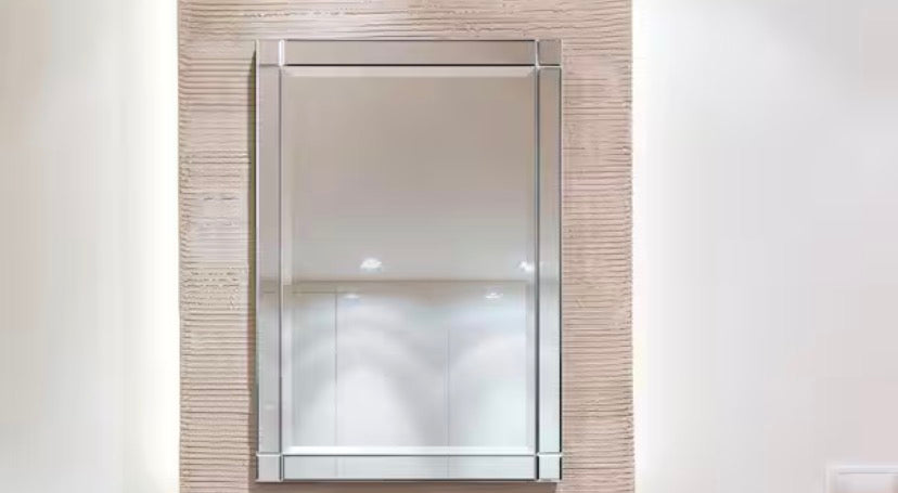 Medium Rectangle Clear Beveled Glass Contemporary Mirror (36 in. H x 24 in. W)