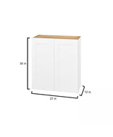 Avondale Shaker Alpine White Ready to Assemble Plywood 27 in Wall Kitchen Cabinet (27 in W x 30 in H x 12 in D)