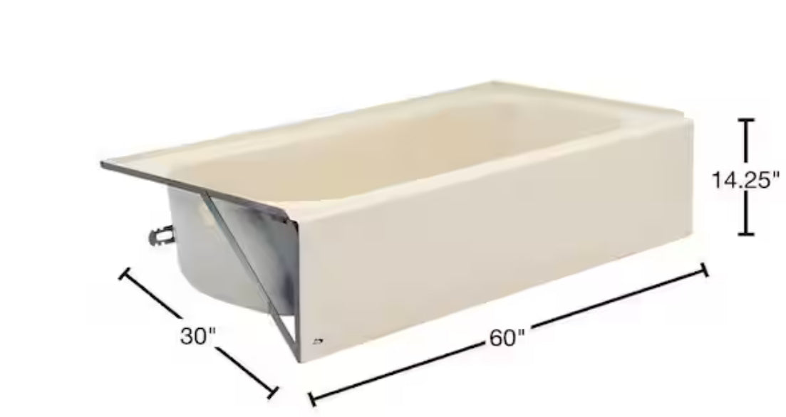 Aloha 60 in. x 30 in. Soaking Bathtub with Left Drain in Bone