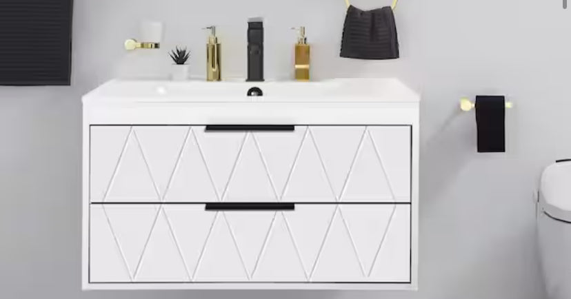 30 in. W x 18.1 in. D x 18.1 in. H Single Sink Bath Vanity in White Without Top/Faucet