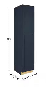 Avondale 18 in. W x 24 in. D x 90 in. H Ready to Assemble Plywood Shaker Pantry Kitchen Cabinet in Ink Blue