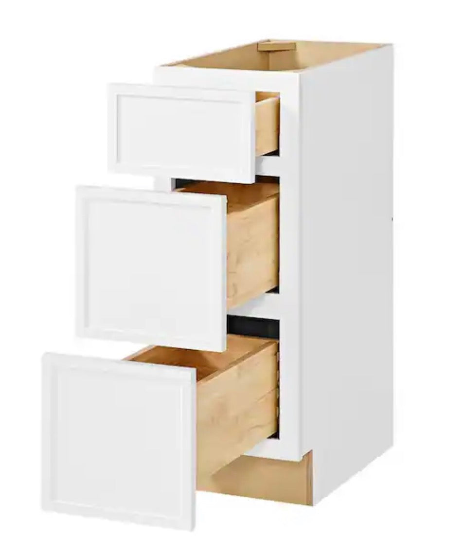 Leyton 12 in. W x 21 in. D x 34.5 in. H Ready to Assemble Plywood Slim Shaker Bath Drawer Base Cabinet in Alpine White