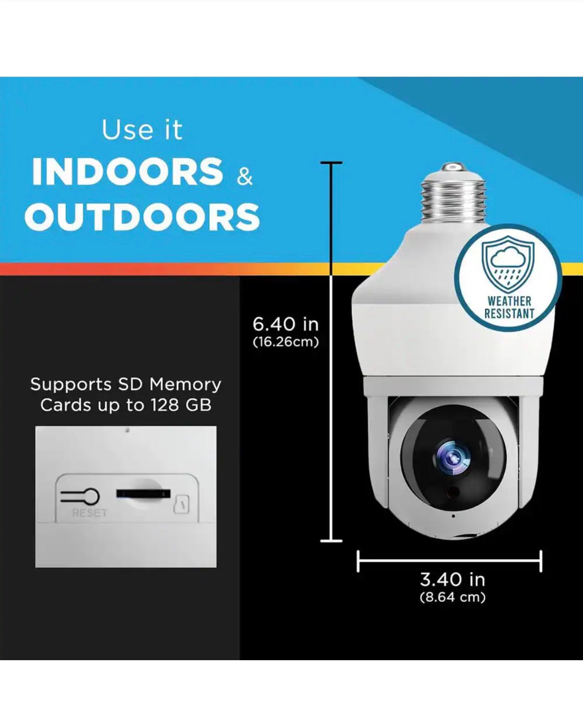Motion Detecting 360-Degree Indoor/Outdoor Wi-Fi Home Security Camera with Light