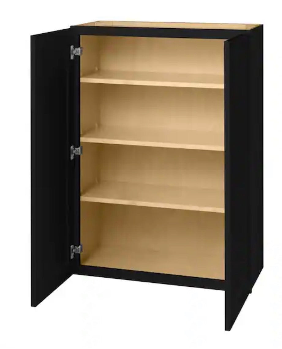 Avondale 30 in. W x 12 in. D x 42 in. H Ready to Assemble Plywood Shaker Wall Kitchen Cabinet in Raven Black