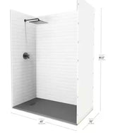 Subway 32 in. x 60 in. x 84 in. Solid Composite Stone Alcove Shower Kit with Walls