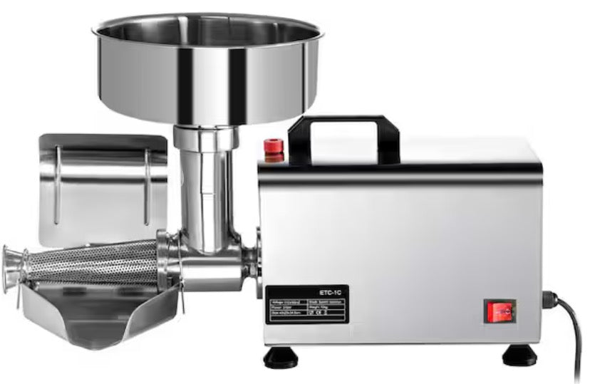 110-Volt Electric Tomato Strainer 370 Watt Commercial Tomato Milling Machine, Stainless Steel Press, 90-160 Kg/H Pure