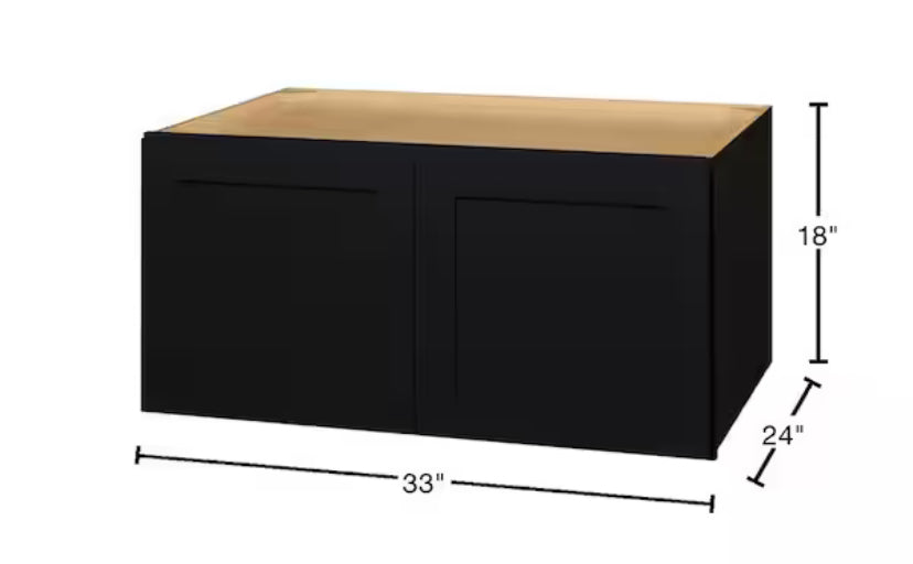 Avondale 33 in. W x 24 in. D x 18 in. H Ready to Assemble Plywood Shaker Wall Bridge Kitchen Cabinet in Raven Black