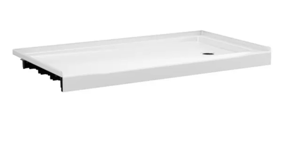 Classic 500 60 in. L x 32 in. W Alcove Shower Pan Base with Right Drain in High Gloss White